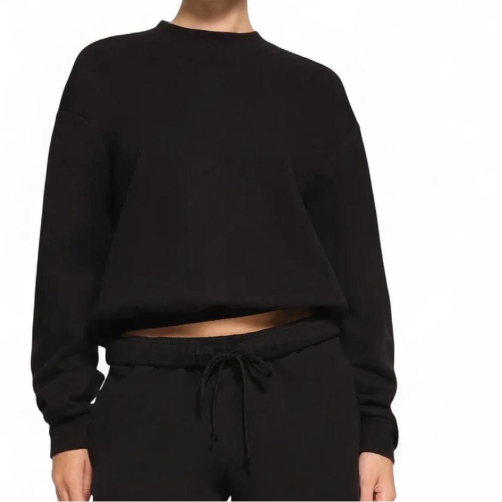 SKIMS *NWT COTTON FLEECE CREW NECK PULLOVER | COLOR: ONYX